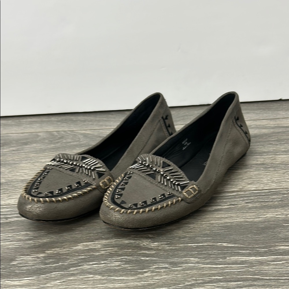 Donald J. Pliner Gray Embellished Loafers Size 6.5